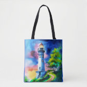 Vuurtoren onder een sterrenhemel tote bag (Voorkant)