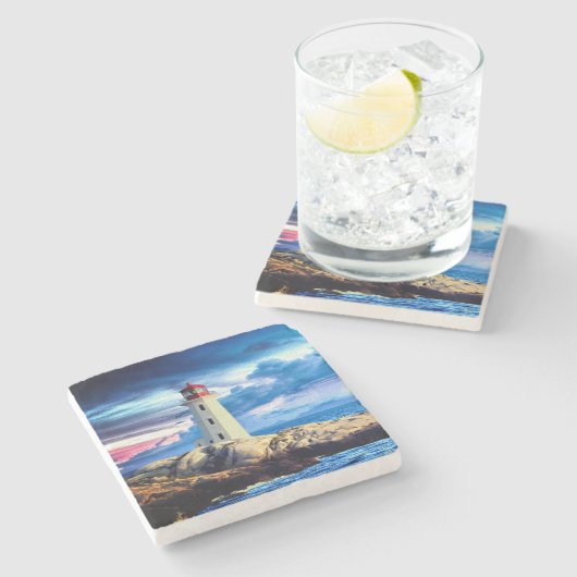 vuurtoren - Onderzetter van marmer (Zijkant)