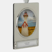 vuurtoren oosterpunt verzilverd banner ornament (Rechts)