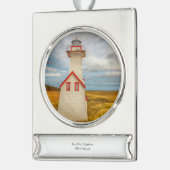 vuurtoren oosterpunt verzilverd banner ornament (Links)