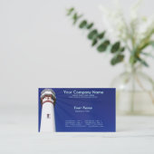 vuurtoren op blauwe achtergrond visitekaartje (Staand voorkant)