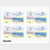 Vuurtoren op de klassieke strandsticker rechthoekige sticker (Vel)