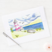 Vuurtoren op de klassieke strandsticker rechthoekige sticker (Envelop)