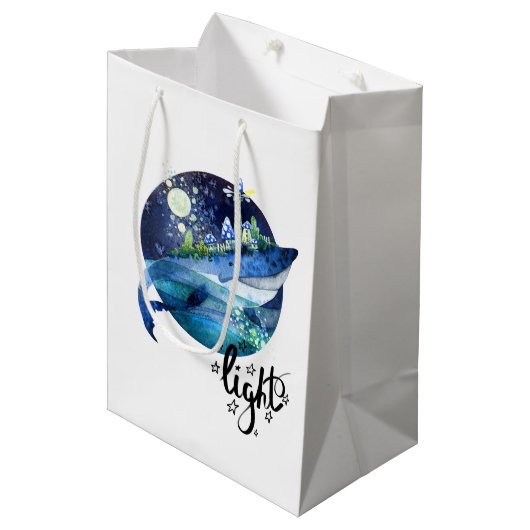 Vuurtoren op de rug van een walvis medium cadeauzakje (Voorkant Gekanteld)