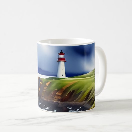 Vuurtoren op de Waterverf Cliffs Koffiemok (Voorkant rechts)