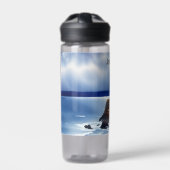Vuurtoren op de Waterverf van Cliffs Gepersonalise Waterfles (Voorkant)