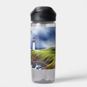 Vuurtoren op de Waterverf van Cliffs Gepersonalise Waterfles (Achterkant)