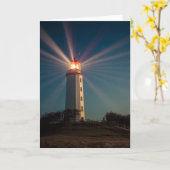 Vuurtoren op een Heuvel die bij Nacht glanzen Kaart (Gele Bloem)