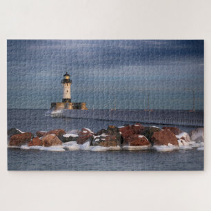 Vuurtoren op een ijzige ochtend Duluth Minnesota  Legpuzzel