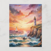 Vuurtoren op een klif briefkaart (Voorkant)