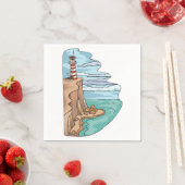 Vuurtoren op een klif papieren servetten (Insitu)