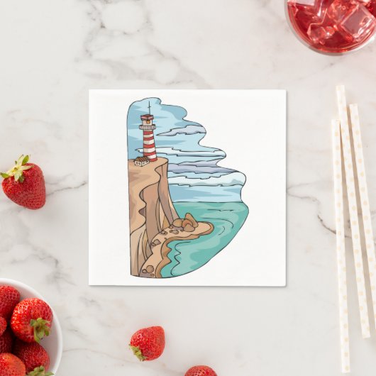 Vuurtoren op een klif papieren servetten (Insitu)