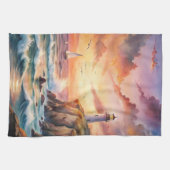 Vuurtoren op een klif theedoek (Horizontaal)