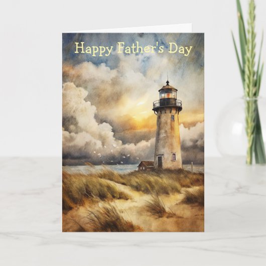 Vuurtoren op een strand kaart (Voorkant)