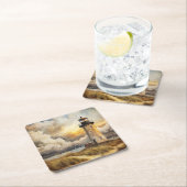 Vuurtoren op een strand kartonnen onderzetters (Insitu)