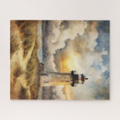Vuurtoren op een strand legpuzzel (Horizontaal)