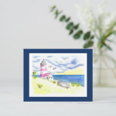 Vuurtoren op het briefkaart (Staand voorkant)