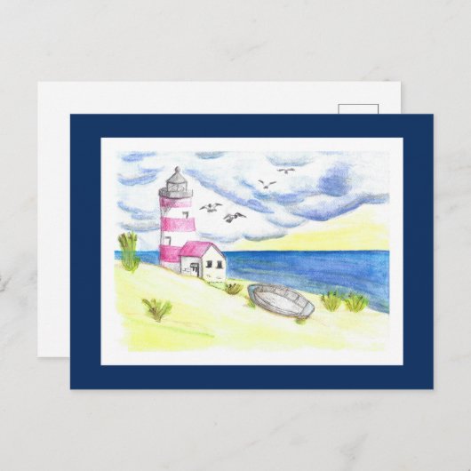 Vuurtoren op het briefkaart (Voorkant / Achterkant)