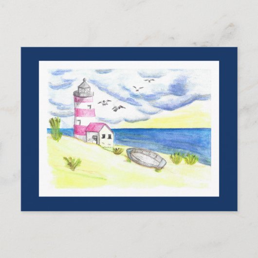 Vuurtoren op het briefkaart (Voorkant)