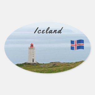vuurtoren op het schiereiland Vatnsnes - IJsland Ovale Sticker