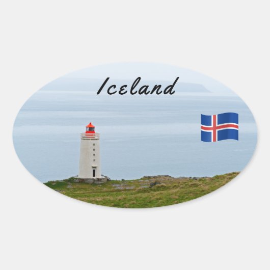 vuurtoren op het schiereiland Vatnsnes - IJsland Ovale Sticker (Voorkant)