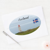 vuurtoren op het schiereiland Vatnsnes - IJsland Ovale Sticker (Envelop)