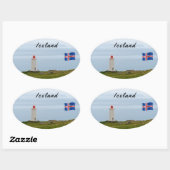 vuurtoren op het schiereiland Vatnsnes - IJsland Ovale Sticker (Vel)