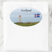 vuurtoren op het schiereiland Vatnsnes - IJsland Ovale Sticker (Tas)