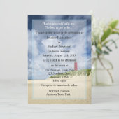 Vuurtoren op het strand Casual bruiloft Kaart (Staand voorkant)