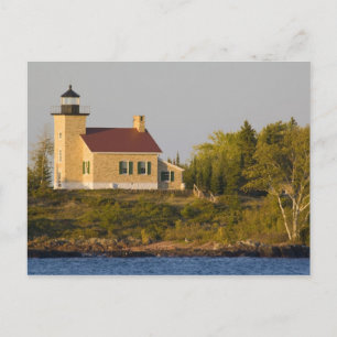 Vuurtoren op het superieur meer nabij Copper Harbo Briefkaart