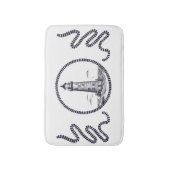 Vuurtoren op het zee in ronde touw lijst badmat (Voorkant Verticaal)