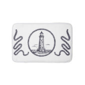 Vuurtoren op het zee in ronde touw lijst badmat (Voorkant)