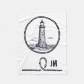 Vuurtoren op het zee in ronde touw lijst fleece deken (Voorkant)