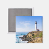 vuurtoren op heuvelblauwe hemel witte dakoceaan magneet (Voorkant / Achterkant)