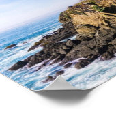 vuurtoren op heuvelblauwe hemel witte dakoceaan poster (Hoek)