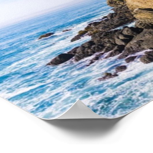 vuurtoren op heuvelblauwe hemel witte dakoceaan poster (Hoek)