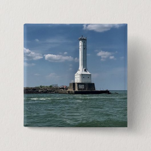 vuurtoren op Huron, ohio-fotografie Vierkante Button 5,1 Cm (Voorkant)
