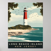 Vuurtoren op Long Beach Island Coast, Reizen Poster (Voorkant)
