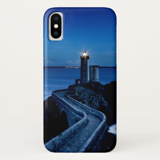 Vuurtoren op muur in oceaan 's nachts Case-Mate iPhone case (Achterkant)