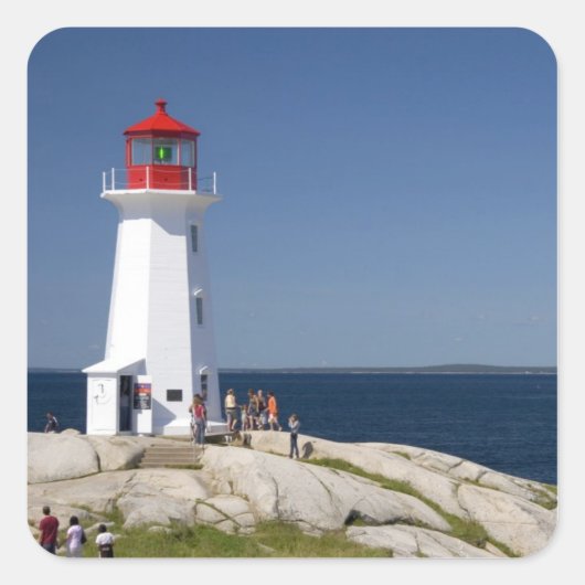 vuurtoren op Peggy's Cove, Nova Scotia, Canada. Vierkante Sticker (Voorkant)