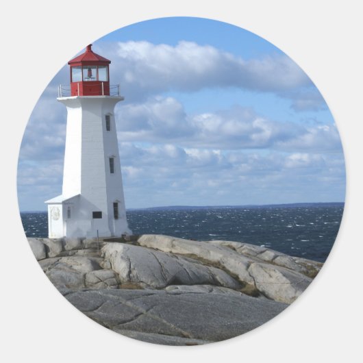 vuurtoren op Peggy's Cove Ronde Sticker (Voorkant)