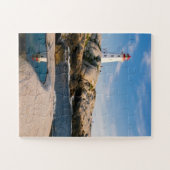 Vuurtoren op Rocks met Ocean Reflection Legpuzzel (Horizontaal)