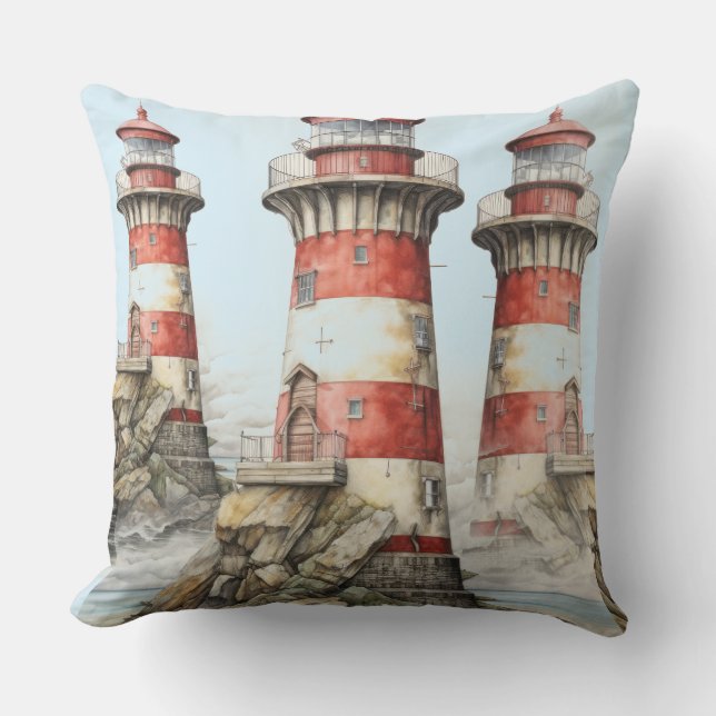 Vuurtoren op Rocks Sierkussen (Voorkant)