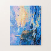 Vuurtoren op Rocky Coast Impressionist Seascape Legpuzzel (Verticaal)