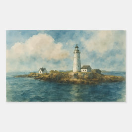 Vuurtoren op Rocky Island - Coastal Boston Rechthoekige Sticker