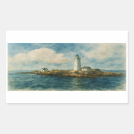 Vuurtoren op Rocky Island - Coastal Boston Rechthoekige Sticker