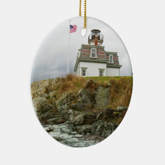 vuurtoren op roos Island Keramisch Ornament (Rechts)