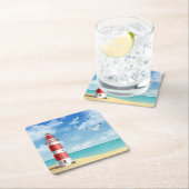 Vuurtoren op strand kartonnen onderzetters (Insitu)