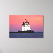 Vuurtoren op Sunset Wrapped Canvas Print (Voorkant)