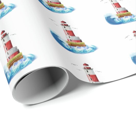 Vuurtoren op wit cadeaupapier (Rol Hoek)